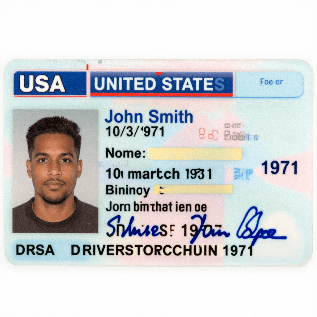 generate a realistic drivers license for the united states. Nome John smith, Birthday 10 martch 1971. It must be realistic so poot all the oter required data of the casebe as realistic as you can, paying attention to the text. Data you need to include, text, colors, and everything super realistic, name, John Smith, birthday, 10/3/1971, invent a realistic address, invent a drivers license number, invente a releas date, invente signature, John Smith, invent security code, invent types of veicles that can be driven, I remind you as realistic as you can make it, as to seem an autentic usa drivers license.